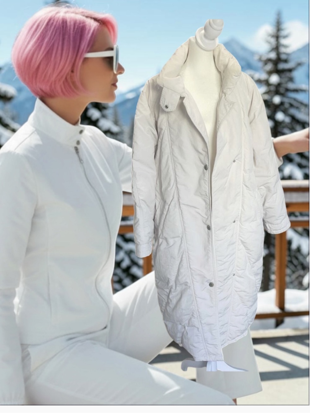 Bogner Off-White Long Puffer Coat Vintage luxury